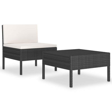 Vidaxl 2-delige loungeset met kussens poly rattan zwart