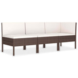 Vidaxl 3-delige loungeset met kussens poly rattan bruin