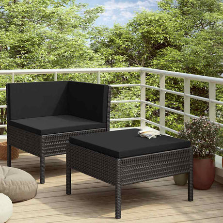 Vidaxl 2-delige loungeset met kussens poly rattan zwart