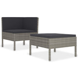 Vidaxl 2-delige loungeset met kussens poly rattan grijs
