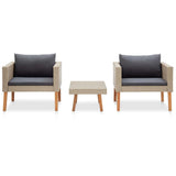Vidaxl 3-delige loungeset met kussens poly rattan beige