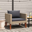 Vidaxl tuinbank eenzits met kussens poly rattan beige