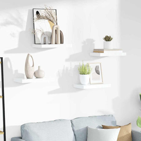 Vidaxl wandschappen zwevend 4 st 40x23,5x3,8 cm mdf hoogglans wit