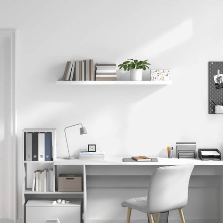 Vidaxl wandschap zwevend 120x23,5x3,8 cm mdf hoogglans wit