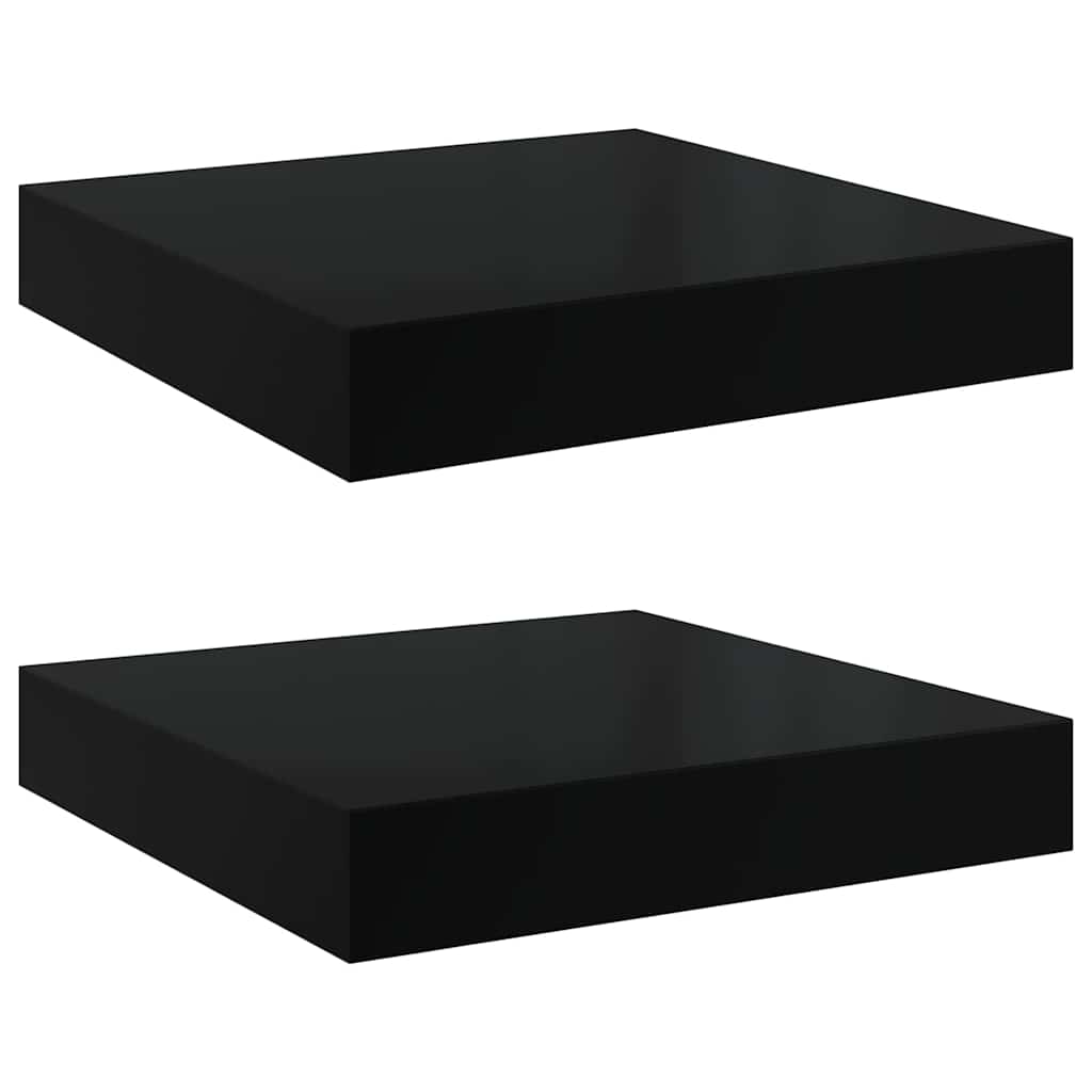 Vidaxl wandschappen zwevend 2 st 23x23,5x3,8 cm mdf hoogglans zwart