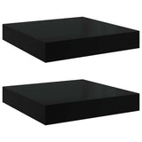 Vidaxl wandschappen zwevend 2 st 23x23,5x3,8 cm mdf hoogglans zwart