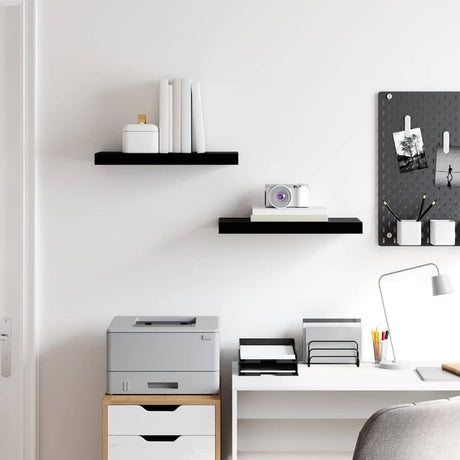 Vidaxl wandschappen zwevend 2 st 50x23,5x3,8 cm mdf hoogglans zwart