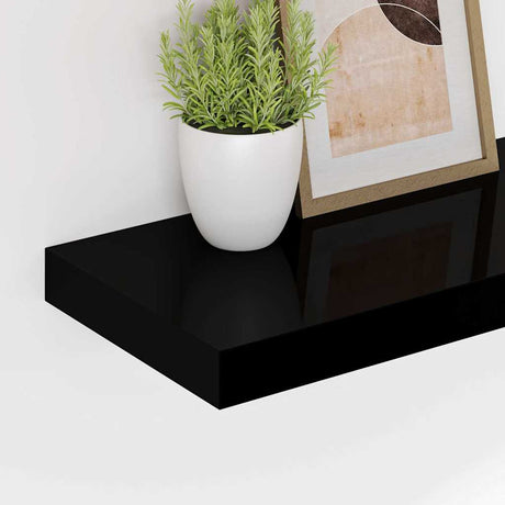 Vidaxl wandschappen zwevend 4 st 50x23,5x3,8 cm mdf hoogglans zwart