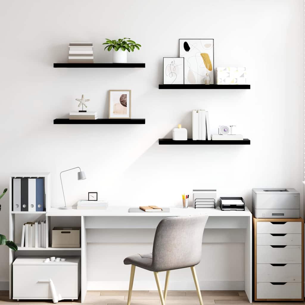 Vidaxl wandschappen zwevend 4 st 80x23,5x3,8 cm mdf hoogglans zwart