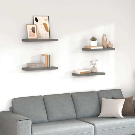 Vidaxl wandschappen zwevend 4 st 60x23,5x3,8 cm mdf hoogglans grijs