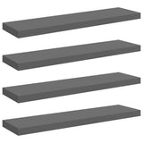 Vidaxl wandschappen zwevend 4 st 90x23,5x3,8 cm mdf hoogglans grijs
