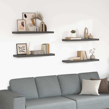 Vidaxl wandschappen zwevend 4 st 90x23,5x3,8 cm mdf hoogglans grijs