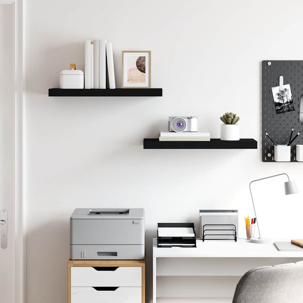 Vidaxl wandschappen zwevend 2 st 60x23,5x3,8 cm mdf zwart