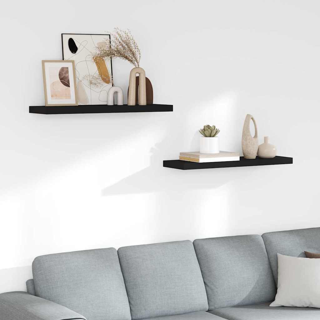 Vidaxl wandschappen zwevend 2 st 80x23,5x3,8 cm mdf zwart