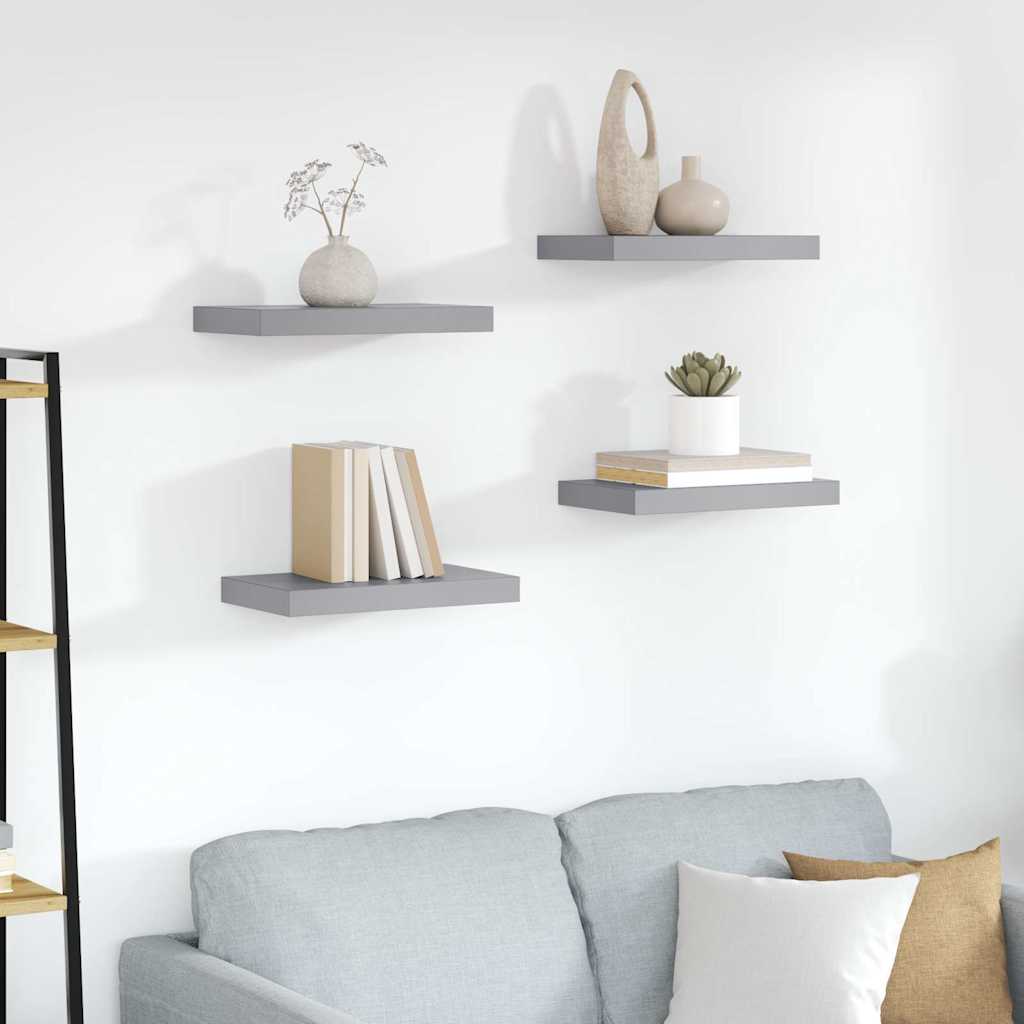 Vidaxl wandschappen zwevend 4 st 23x23,5x3,8 cm mdf grijs