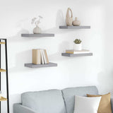 Vidaxl wandschappen zwevend 4 st 23x23,5x3,8 cm mdf grijs