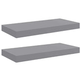 Vidaxl wandschappen zwevend 2 st 50x23x3,8 cm mdf grijs