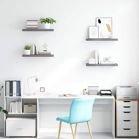 Vidaxl wandschappen zwevend 4 st 60x23,5x3,8 cm mdf grijs