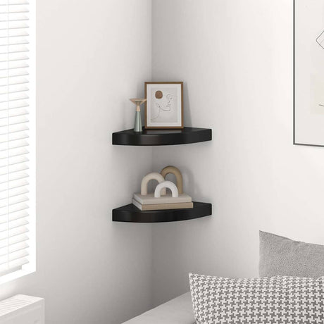 Vidaxl hoekschappen zwevend 2 st 25x25x3,8 cm mdf hoogglans zwart