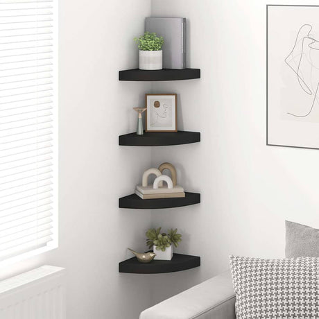 Vidaxl hoekschappen zwevend 4 st 25x25x3,8 cm mdf zwart