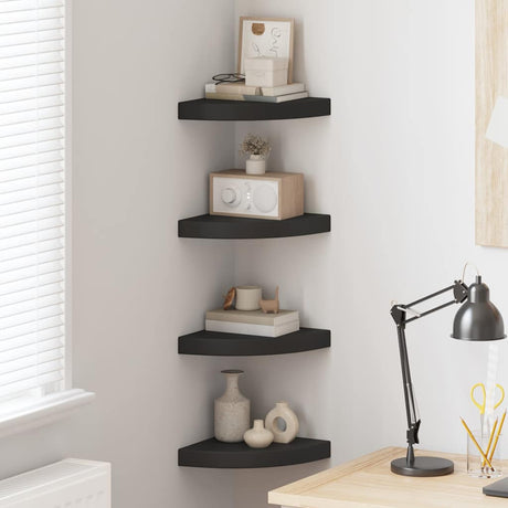 Vidaxl hoekschappen zwevend 4 st 25x25x3,8 cm mdf zwart