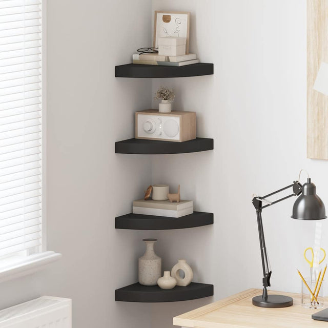 Vidaxl hoekschappen zwevend 4 st 25x25x3,8 cm mdf zwart
