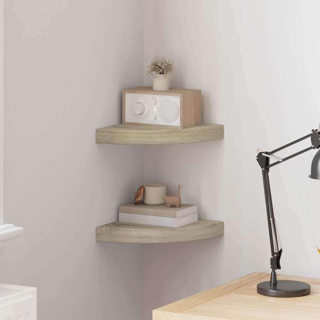 Vidaxl hoekschappen zwevend 2 st 25x25x3,8 cm mdf eikenkleurig