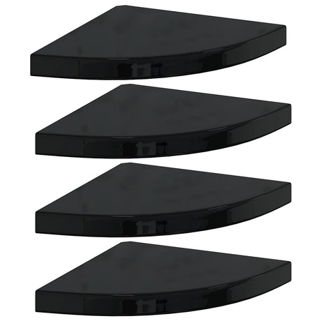 Vidaxl hoekschappen zwevend 4 st 35x35x3,8 cm mdf hoogglans zwart