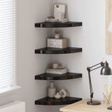 Vidaxl hoekschappen zwevend 4 st 35x35x3,8 cm mdf hoogglans zwart