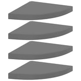 Vidaxl hoekschappen zwevend 4 st 35x35x3,8 cm mdf hoogglans grijs