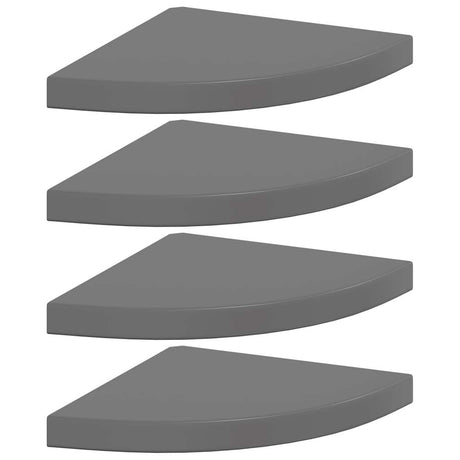 Vidaxl hoekschappen zwevend 4 st 35x35x3,8 cm mdf hoogglans grijs
