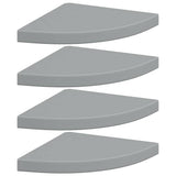 Vidaxl hoekschappen zwevend 4 st 35x35x3,8 cm mdf grijs