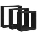 Vidaxl wandschappen kubus 3 st mdf zwart