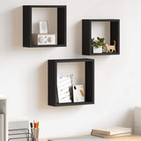 Vidaxl wandschappen kubus 3 st mdf zwart