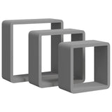 Vidaxl wandschappen kubus 3 st mdf grijs