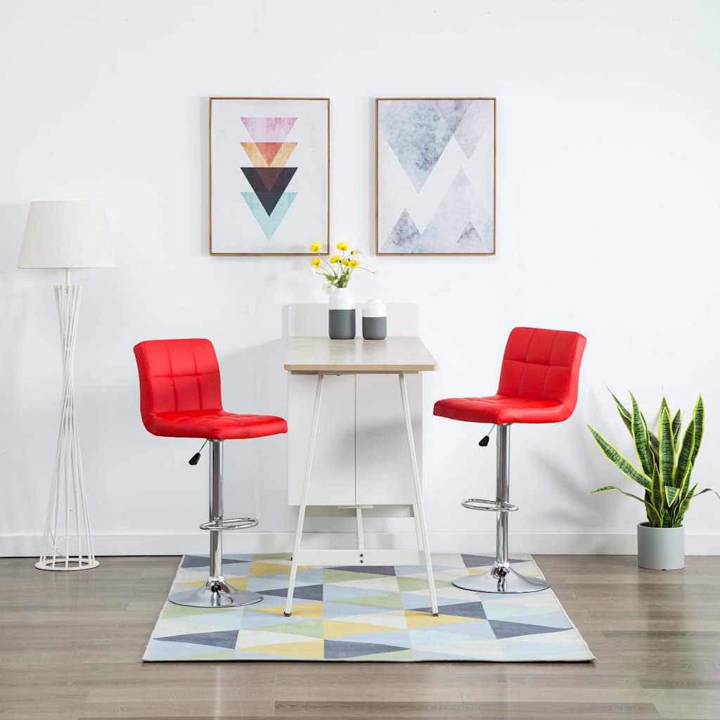 Vidaxl barstoelen 2 st kunstleer rood