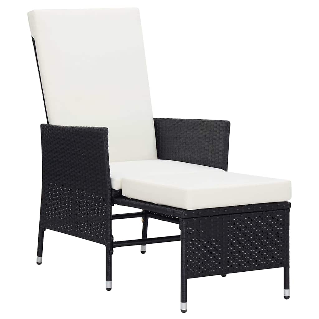 Vidaxl tuinstoel verstelbaar met kussens poly rattan zwart
