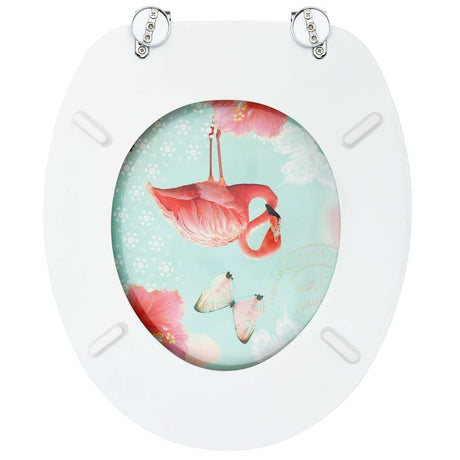 Vidaxl Toilettensitze mit Deckel 2 Stück Flamingo MDF