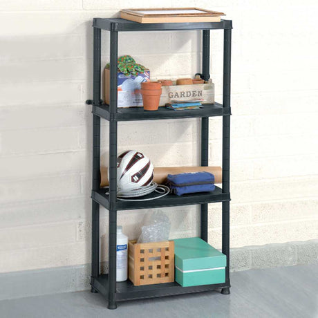 VIDAXL-LAGER RAKE 4-Layer 61x30.5x130 cm Kunststoff Schwarz