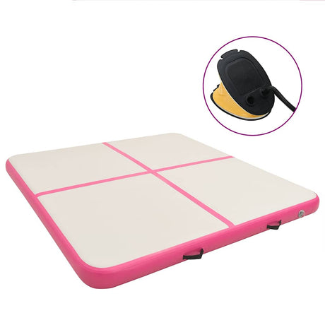 VidaXL Gymnastikmatte mit Pumpe aufblasbar 200x200x10 cm PVC rosa