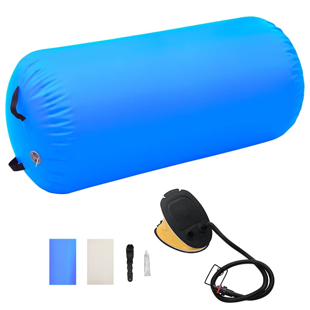VIDAXL Gymnastics Rolle mit Pumpen aufblasbar 120 x 75 cm PVC Blau