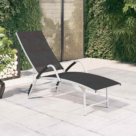 Vidaxl ligbed textileen en aluminium zwart