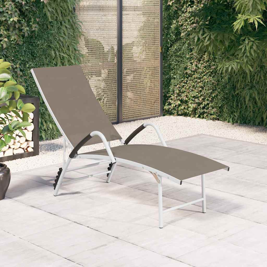 Vidaxl ligbed textileen en aluminium taupe