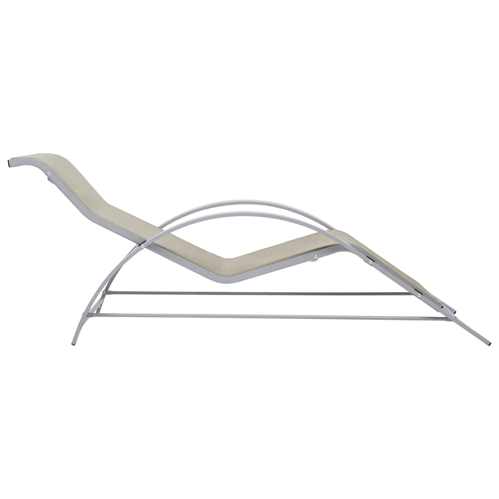 Vidaxl ligbed textileen en aluminium crèmekleurig