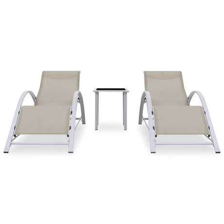 Vidaxl ligbedden 2 st met tafel aluminium crèmekleurig