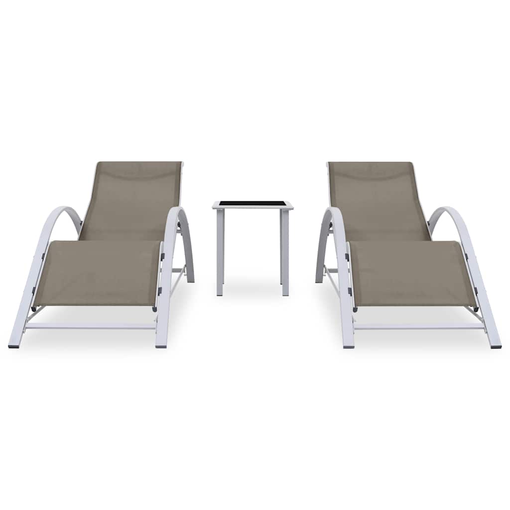 Vidaxl ligbedden 2 st met tafel aluminium taupekleurig