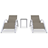 Vidaxl ligbedden 2 st met tafel aluminium taupekleurig