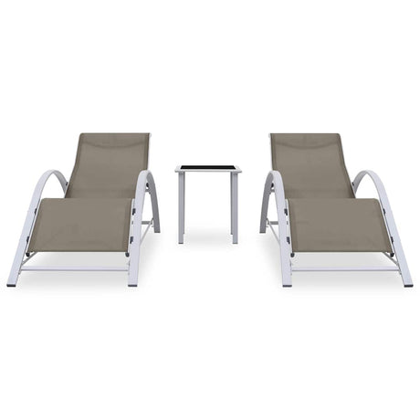 Vidaxl ligbedden 2 st met tafel aluminium taupekleurig