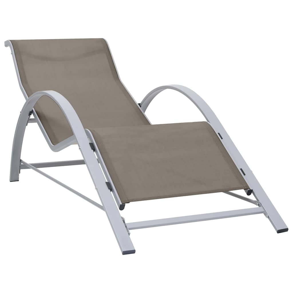 Vidaxl ligbedden 2 st met tafel aluminium taupekleurig