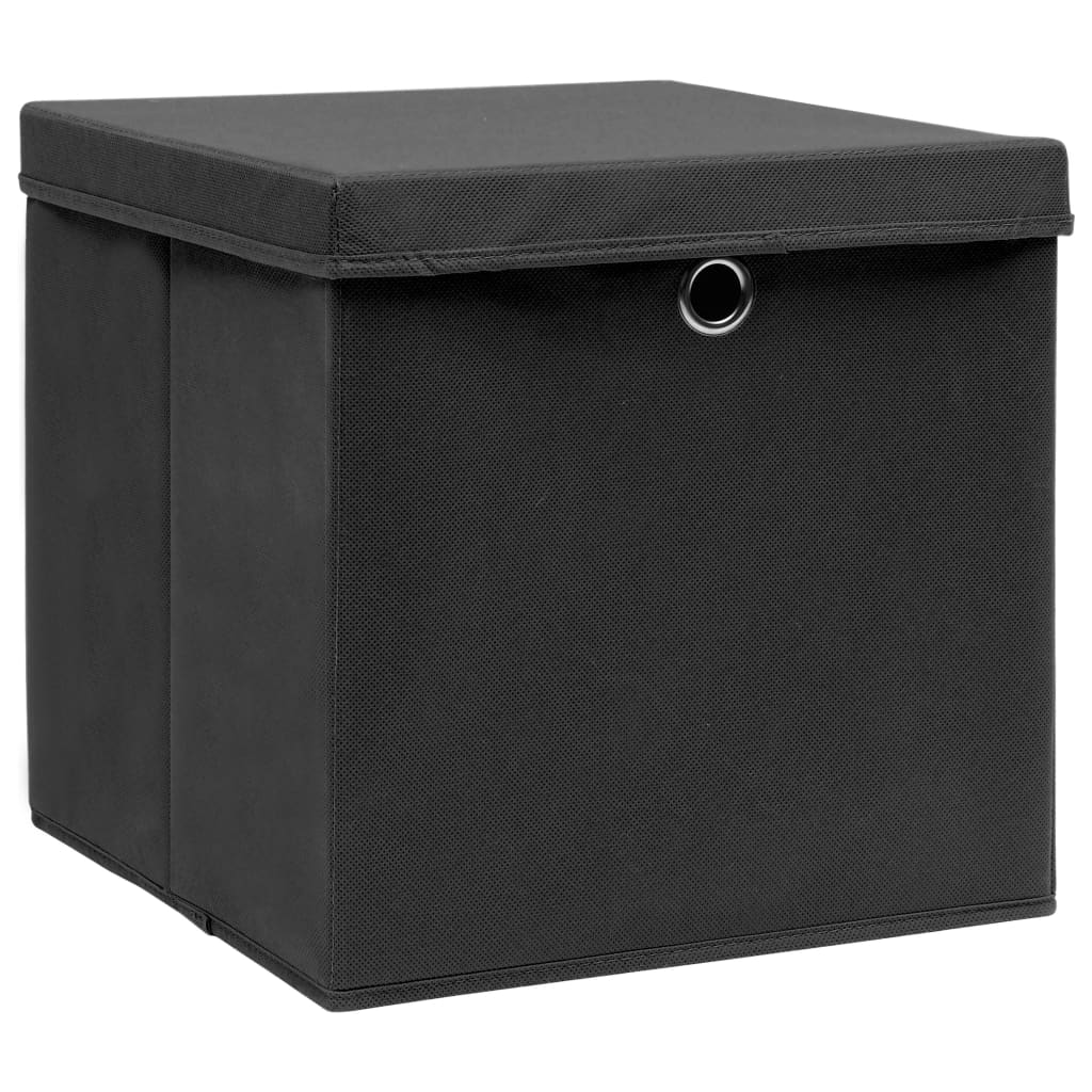 VIDAXL -Speicherboxen mit Deckel 10 ST 28x28x28 cm Schwarz